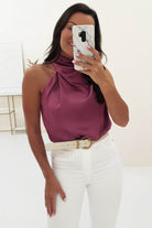 Layla Soft Satin Crop Top | Plum - Oh Hello Clothing