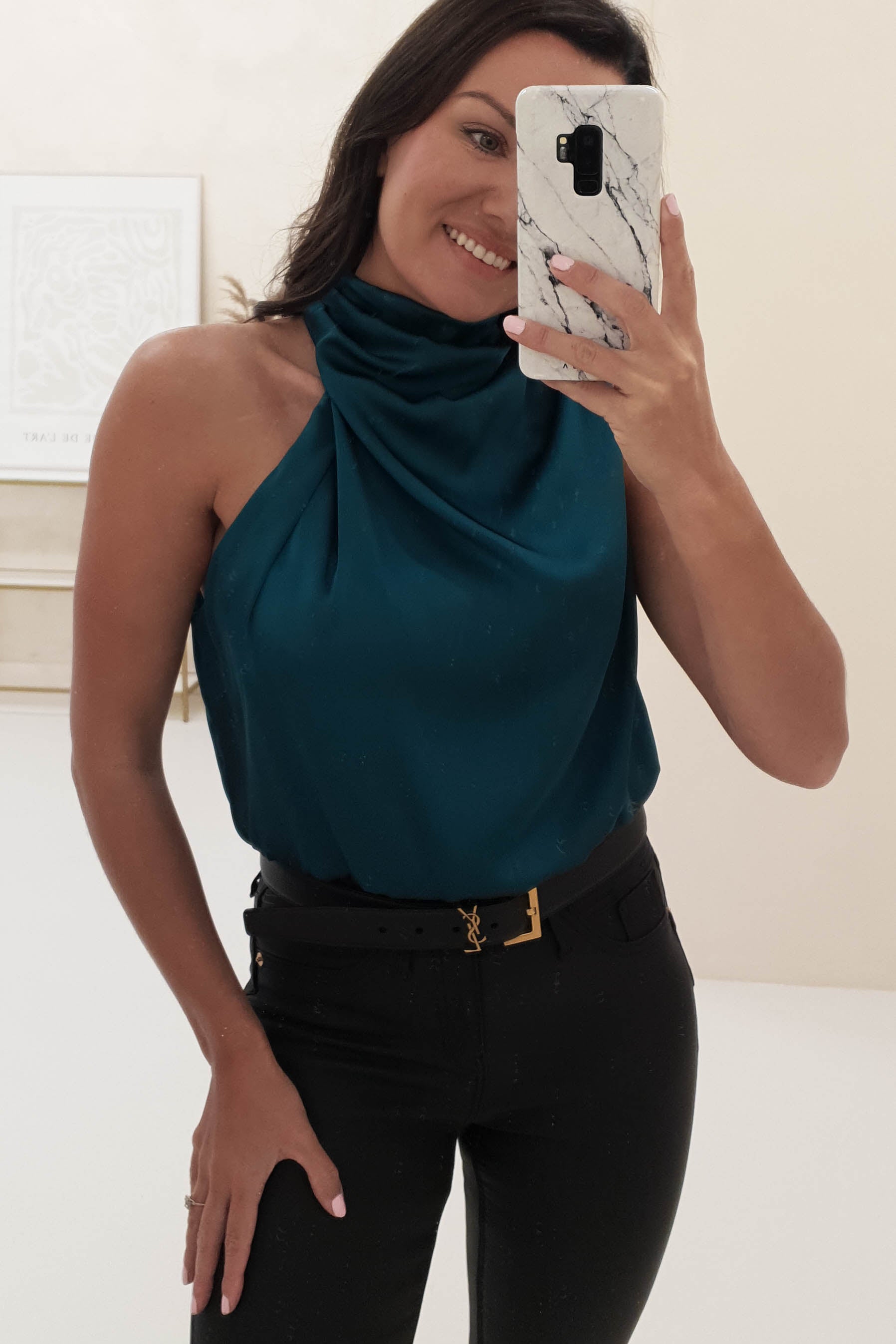 Layla Soft Satin Crop Top | Teal | Oh Hello Clothing | XS (6)