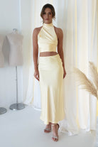 Imogen Satin Maxi Skirt | Yellow - Oh Hello Clothing