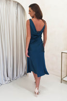 Esther Soft Satin Midi Dress | Teal | Oh Hello Clothing | XS (6)