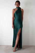 Oh Hello Clothing On Sale Amelda Soft Satin Maxi Gown Dress | Forest Green