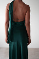 Oh Hello Clothing On Sale Amelda Soft Satin Maxi Gown Dress | Forest Green