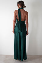 Oh Hello Clothing On Sale Amelda Soft Satin Maxi Gown Dress | Forest Green