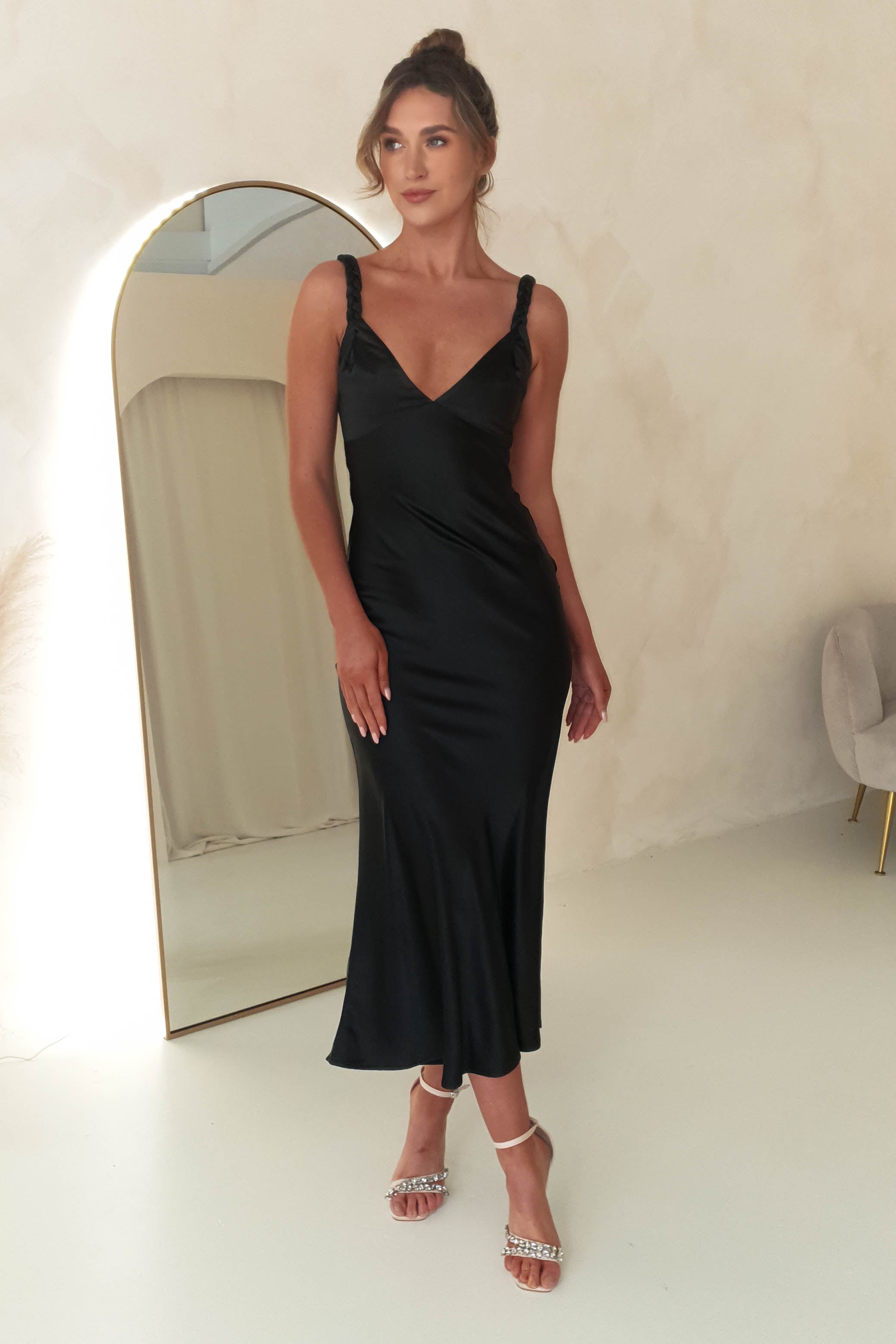 Bethanie Soft Satin Maxi Dress | Black