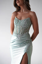 Caspian Embellished Bodycon Gown | Light Green - Oh Hello Clothing