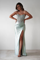 Caspian Embellished Bodycon Gown | Light Green - Oh Hello Clothing