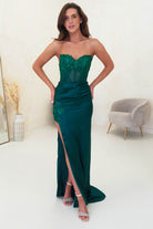 Madonna Strapless Corset Gown | Emerald Green - Oh Hello Clothing