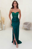 Madonna Strapless Corset Gown | Emerald Green - Oh Hello Clothing