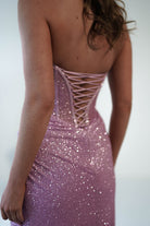 Stephanie Strapless Glitter Gown | Pink - Oh Hello Clothing