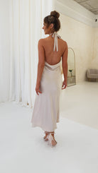 Evelyn Halterneck Midi  | Champagne - Oh Hello Clothing