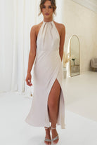 Evelyn Halterneck Midi  | Champagne - Oh Hello Clothing