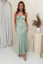 Billie Soft Satin Maxi  | Sage - Oh Hello Clothing
