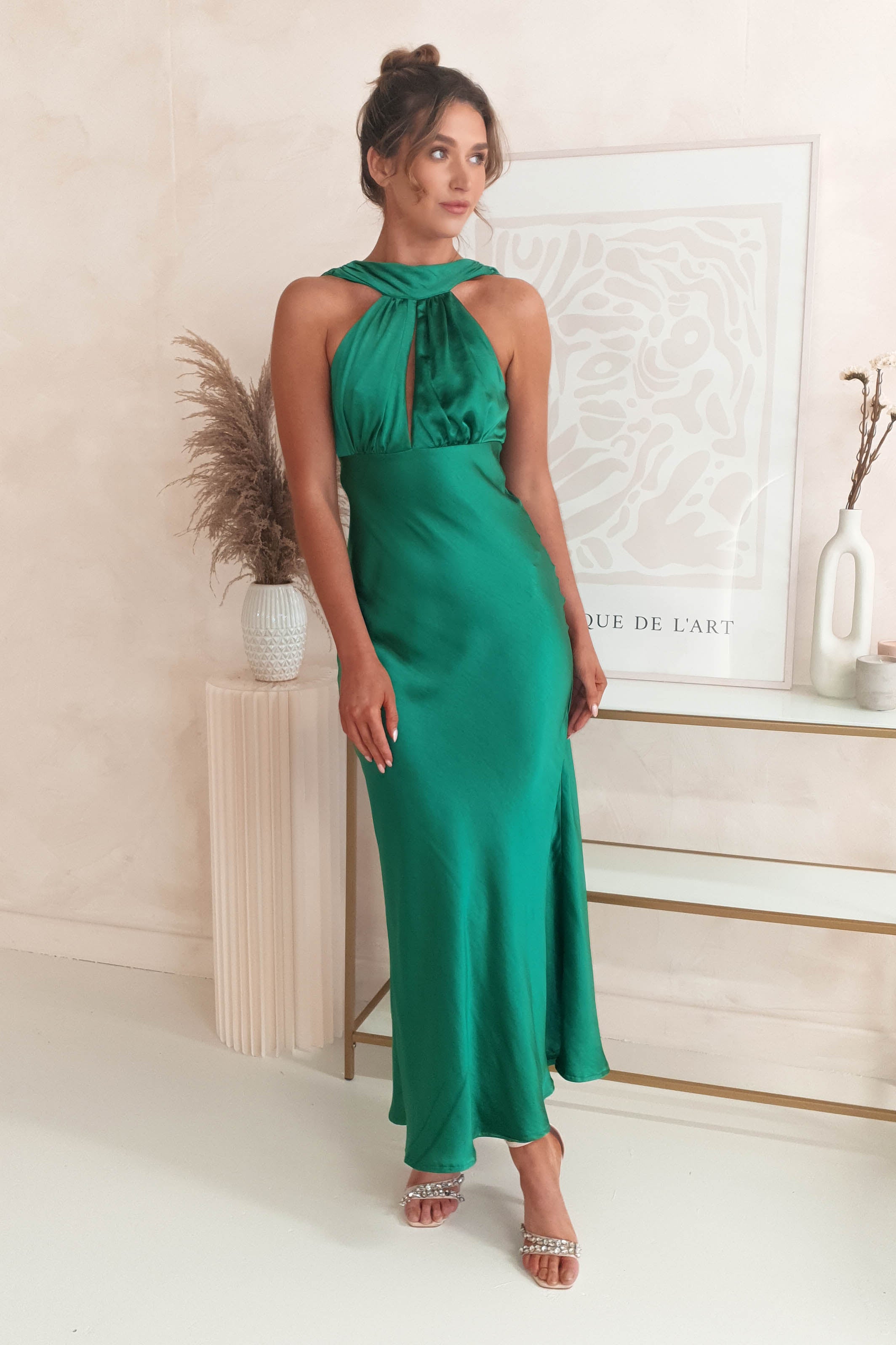 emerald green dress halter neck Zapakasa Women Mermaid Halter Dark Green Long Satin Bridesmaid Dress Sheath Prom Dress