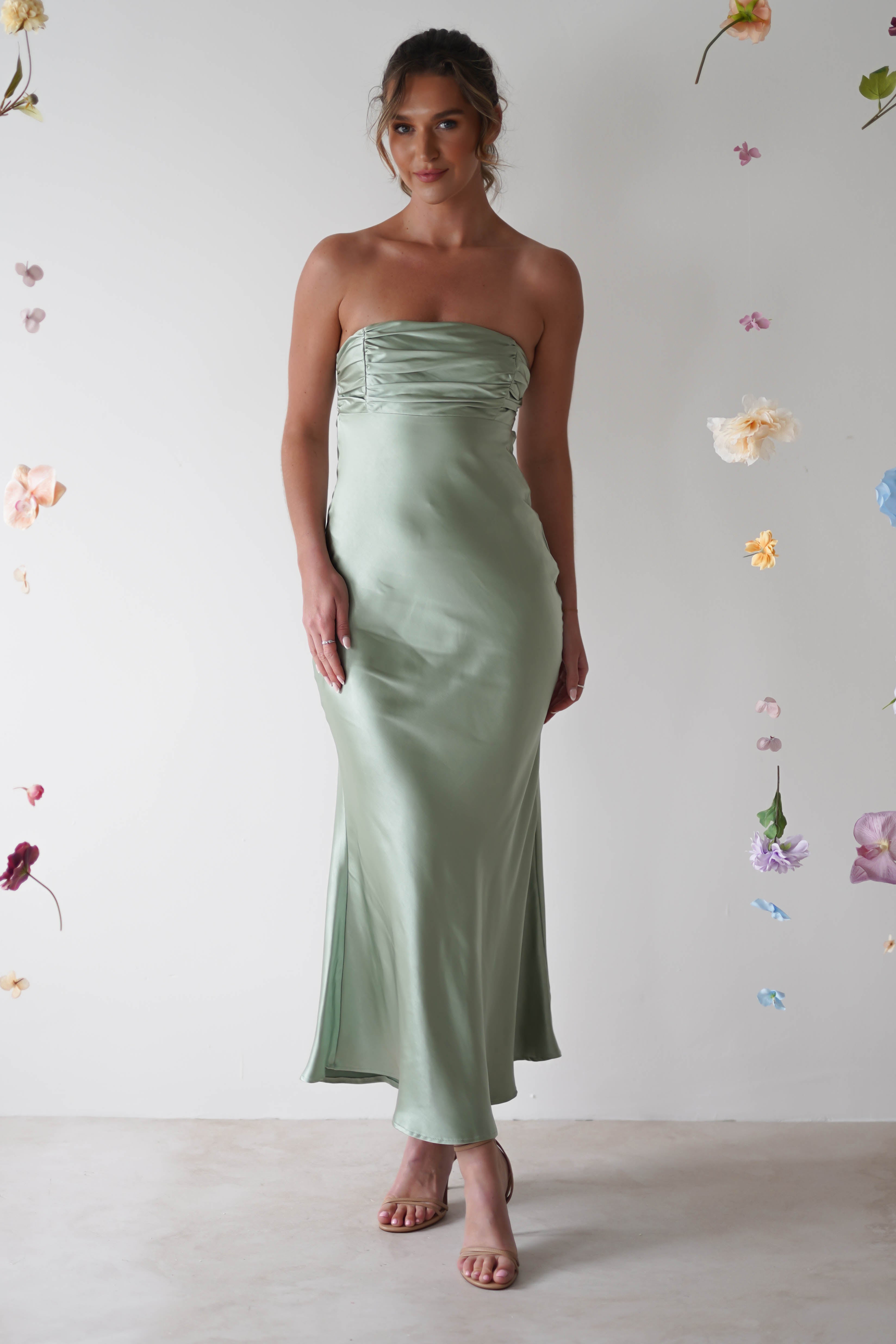 sage green satin ruched cup strappy midi dress sage green satin ruched cup strappy midi dress Sage Green Floral Satin Erin Midi  Dress