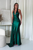 Daniella Halterneck Gown | Emerald Green - Oh Hello Clothing