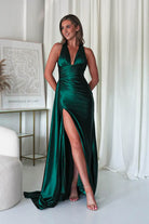Daniella Halterneck Gown | Emerald Green - Oh Hello Clothing