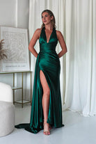 Daniella Halterneck Gown | Emerald Green - Oh Hello Clothing