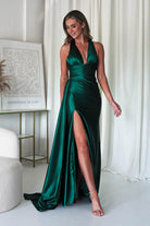 Daniella Halterneck Gown | Emerald Green - Oh Hello Clothing