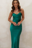 SASHA On Sale Everleigh Soft Satin Midi Dress | Emerald Green