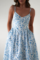 Carolyn Floral Print Maxi  | Blue/White 