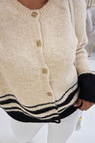 Chantella Gold Button Cardigan | Beige - Oh Hello Clothing