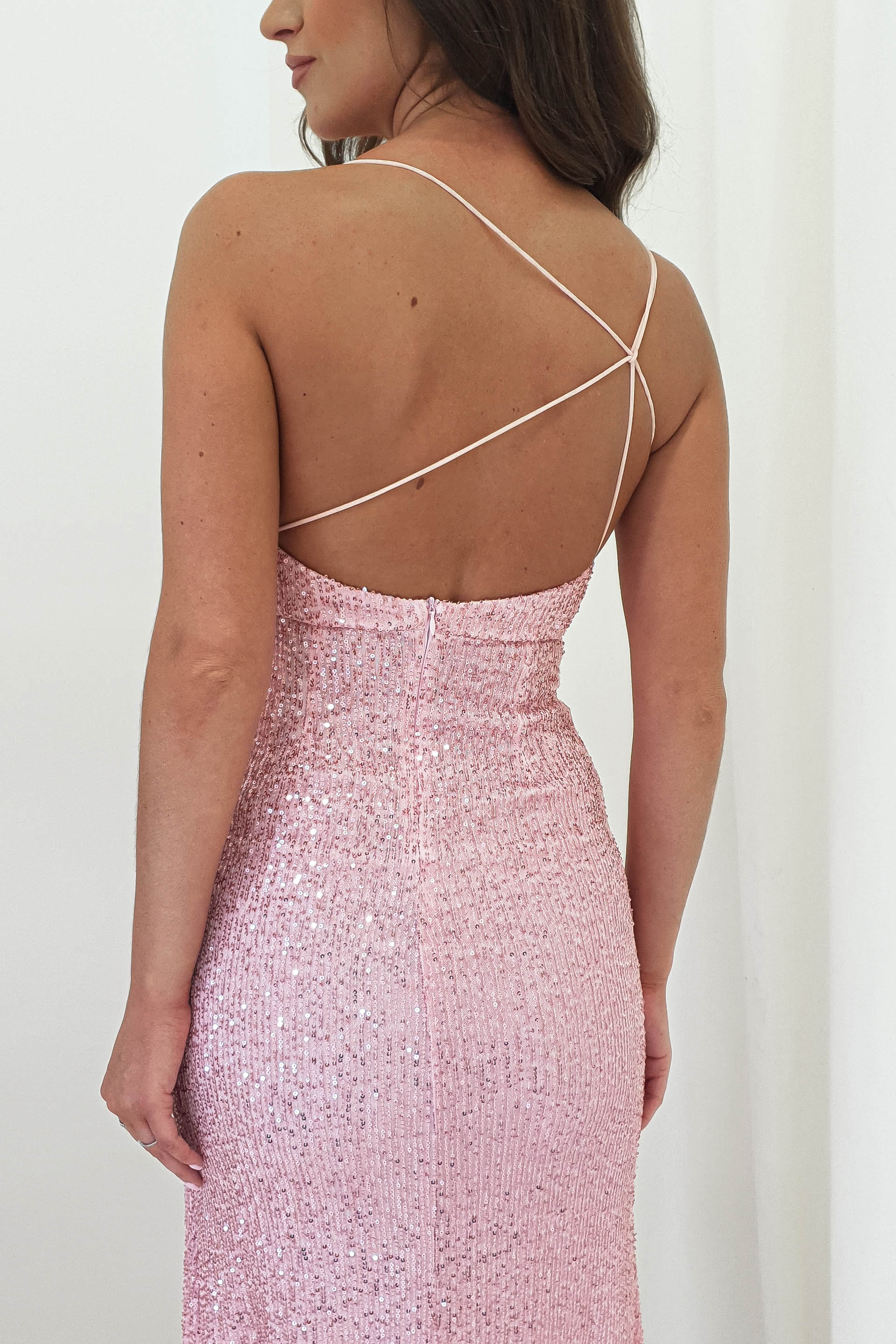 Abella Sequin Maxi Gown | Baby Pink