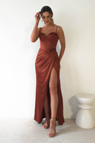 Maja Satin Corset Gown | Rust - Oh Hello Clothing