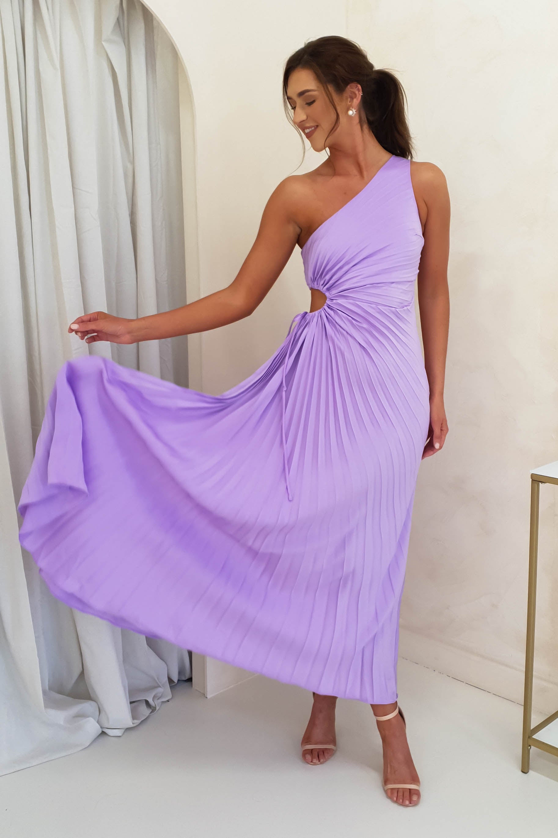 Olsen Pleated Maxi Dress | Lilac | Oh Hello Clothing | XS (6)