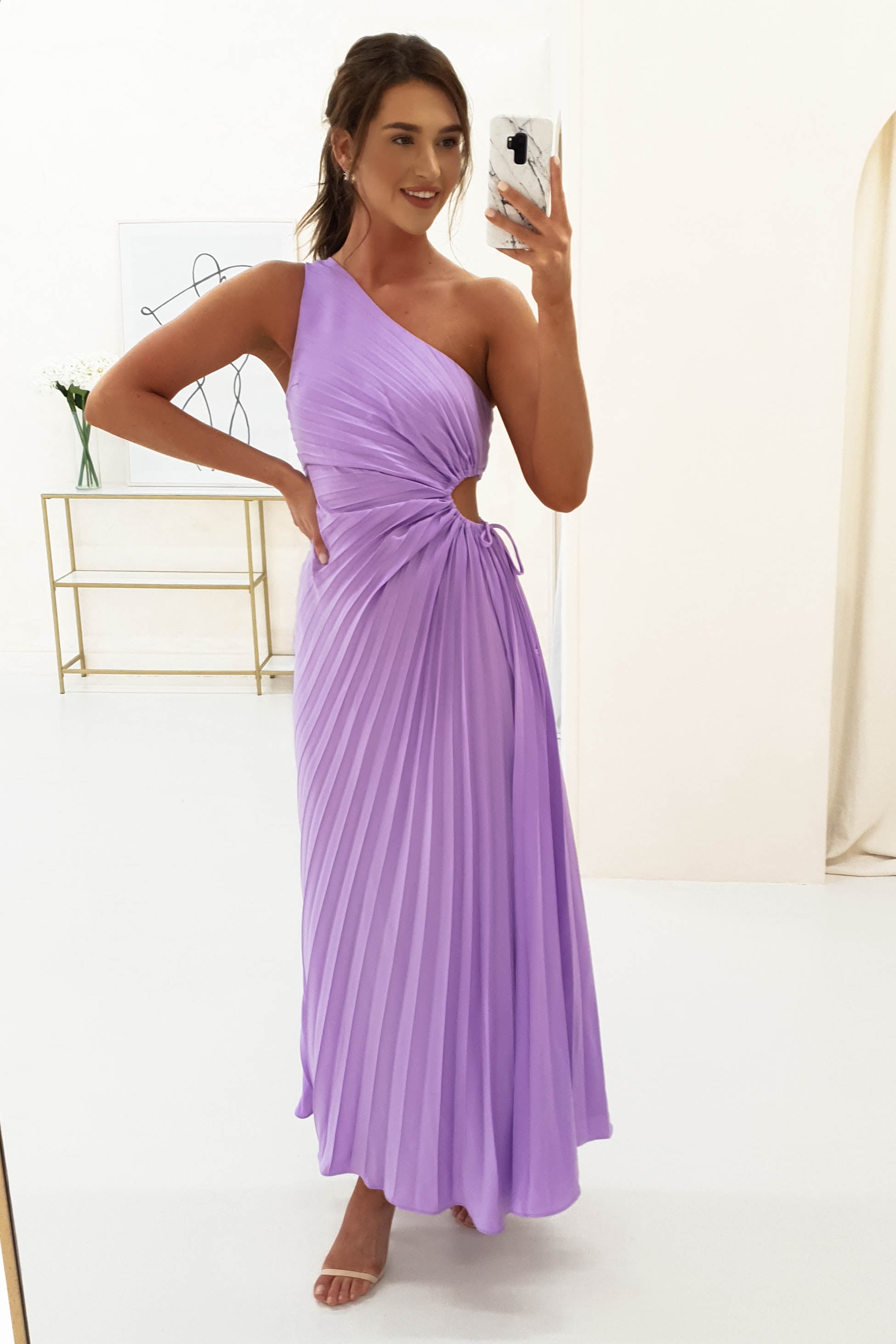 Olsen Pleated Maxi Dress | Lilac | Oh Hello Clothing | XS (6)
