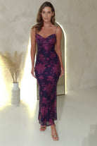 Audrie Bodycon Printed Maxi  | Grape - Oh Hello Clothing