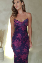 Audrie Bodycon Printed Maxi  | Grape - Oh Hello Clothing