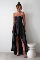 Mayfair High Low Satin Dress | Black - Oh Hello Clothing