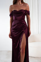 Monica Off The Shoulder Gown | Wine - Oh Hello Clothing