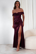 Monica Off The Shoulder Gown | Wine - Oh Hello Clothing