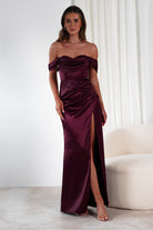 Monica Off The Shoulder Gown | Wine - Oh Hello Clothing