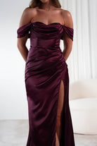 Monica Off The Shoulder Gown | Wine - Oh Hello Clothing
