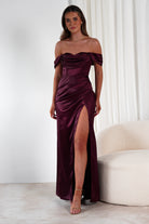 Monica Off The Shoulder Gown | Wine - Oh Hello Clothing