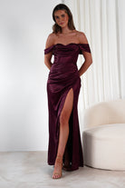 Monica Off The Shoulder Gown | Wine - Oh Hello Clothing