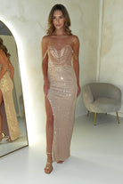 Cinderella On Sale * DONE - NEW COLOUR - Jessy Luxury Beaded Sequin Gown | Rose Gold ***CIND