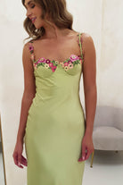 Klabelle Satin Maxi Dress | Lime | Oh Hello Clothing | XS (6)