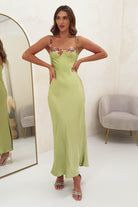 Klabelle Satin Maxi Dress | Lime | Oh Hello Clothing | XS (6)