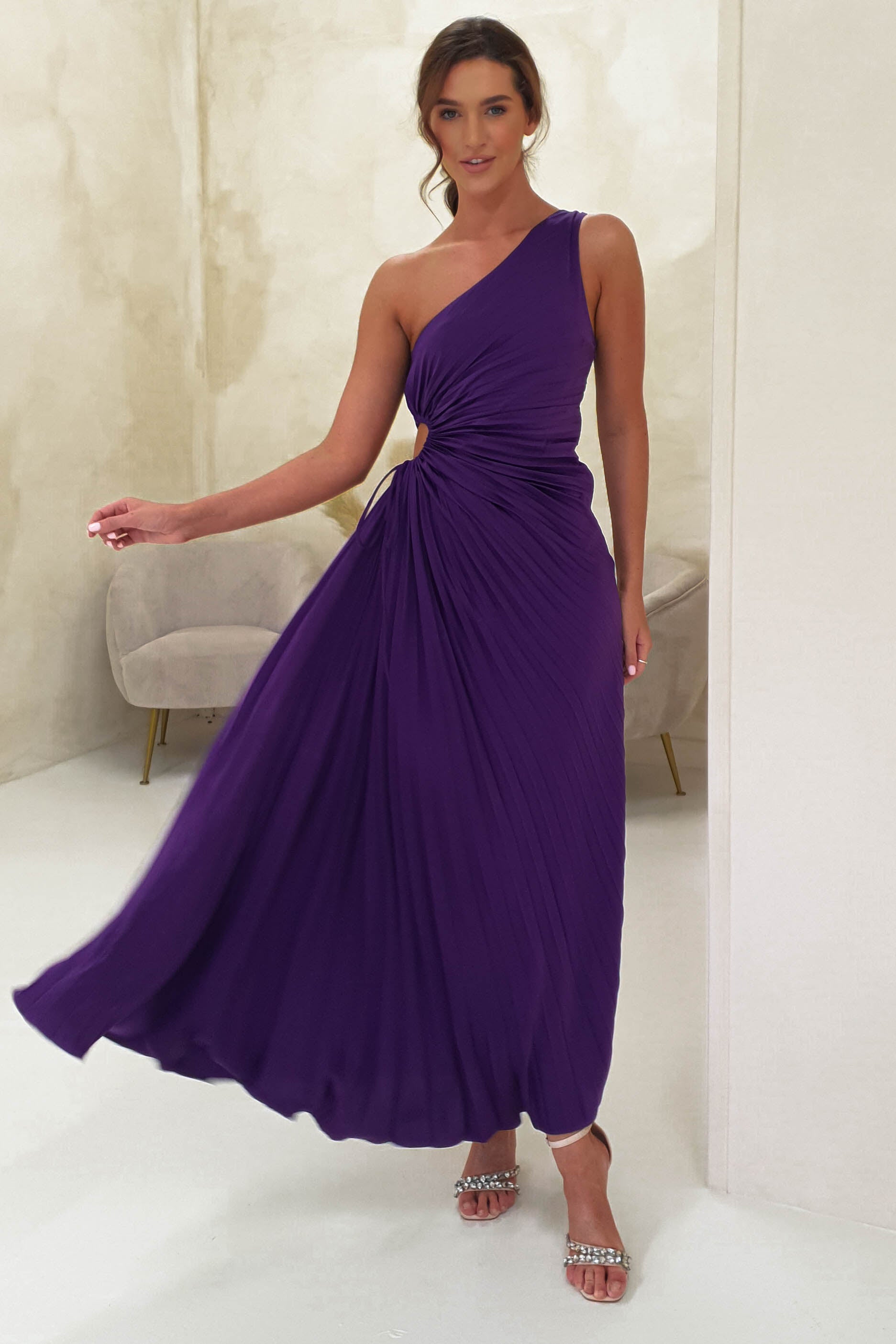 Olsen Pleated Maxi Dress | Deep Purple