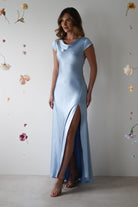 Ramona Soft Satin Maxi  | Blue - Oh Hello Clothing