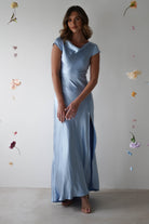 Ramona Soft Satin Maxi  | Blue - Oh Hello Clothing