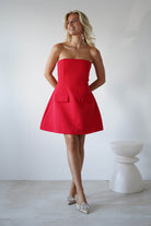 Karla Structured Strapless Mini  | Red - Oh Hello Clothing