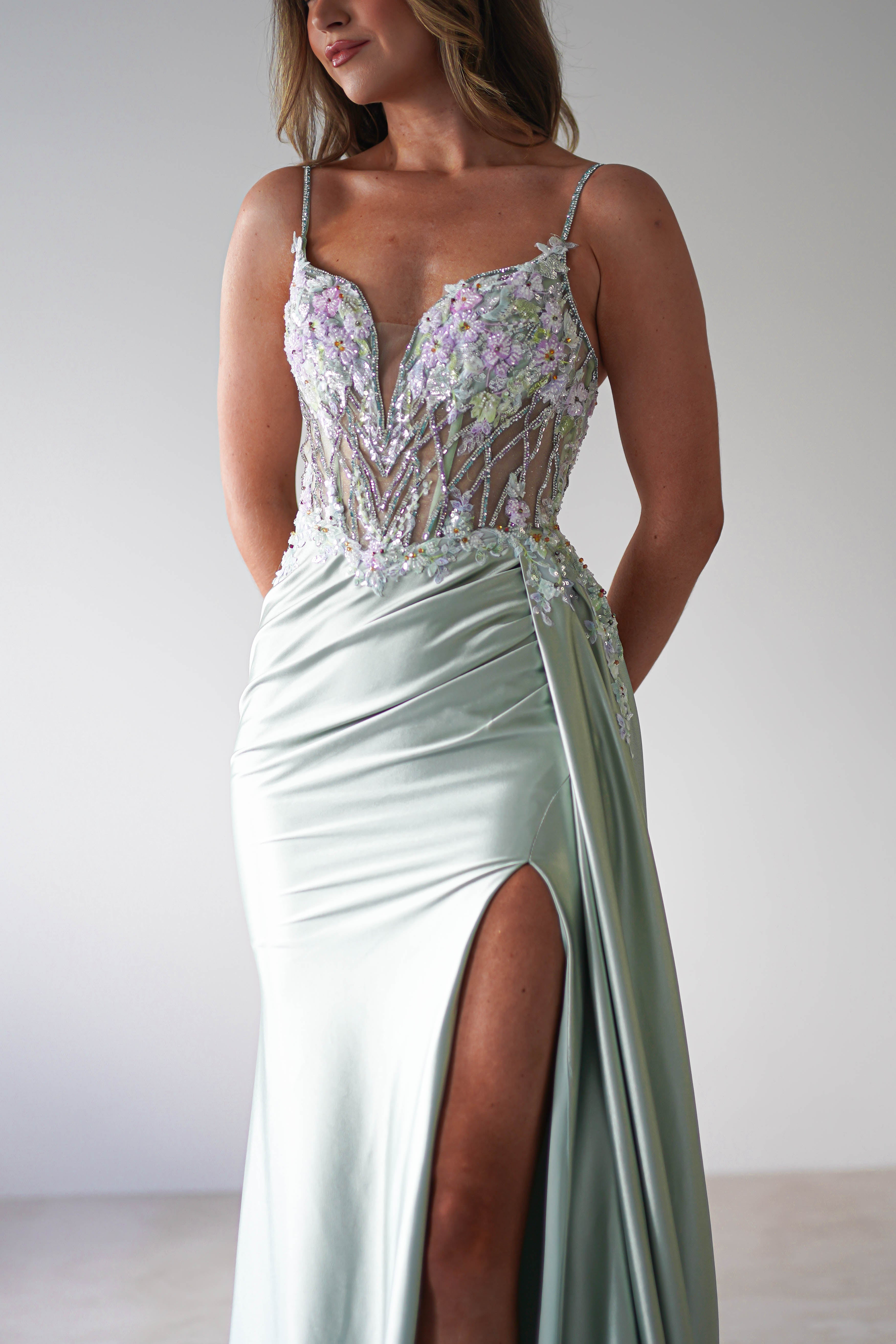 Annabel Embellished Bodycon Gown | Sage