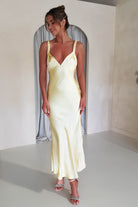 Bethanie Soft Satin Maxi  | Yellow - Oh Hello Clothing