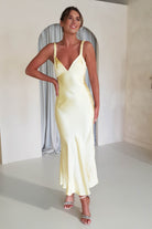 Bethanie Soft Satin Maxi  | Yellow - Oh Hello Clothing