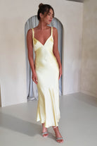 Bethanie Soft Satin Maxi  | Yellow - Oh Hello Clothing