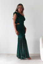 sasha Wedding Guest Dresses ** DONE - Stephanie Mesh Ruffle Maxi Dress - Green